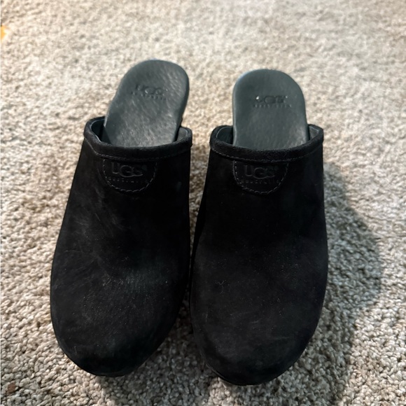 UGG Women's Black Suede Clogs - Picture 1 of 3